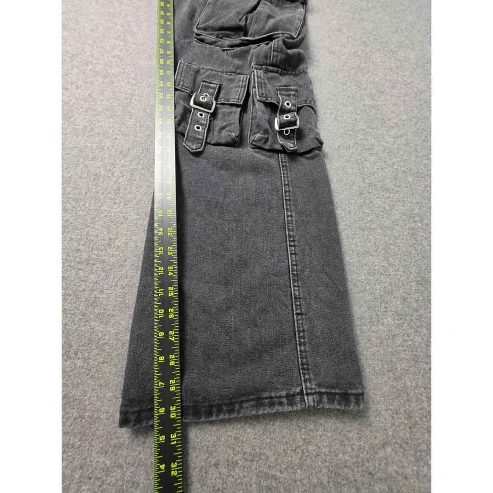 Aelfric Eden Baggy Jeans Women 26 Black Denim Utility Pocket Wide Leg Streetwear